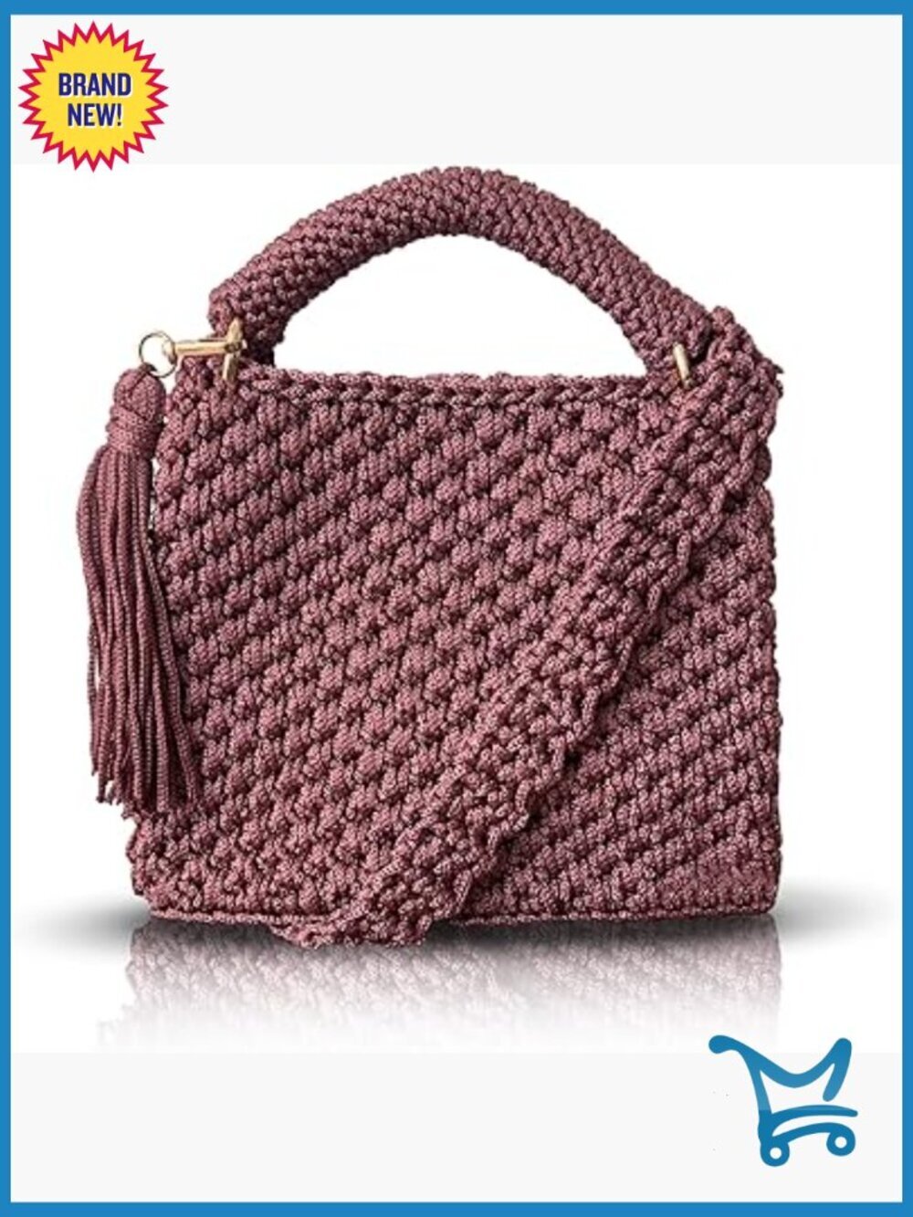 Handmade Crochet Shoulder Bag Crossbody Purse Lightweight Woven Satchel